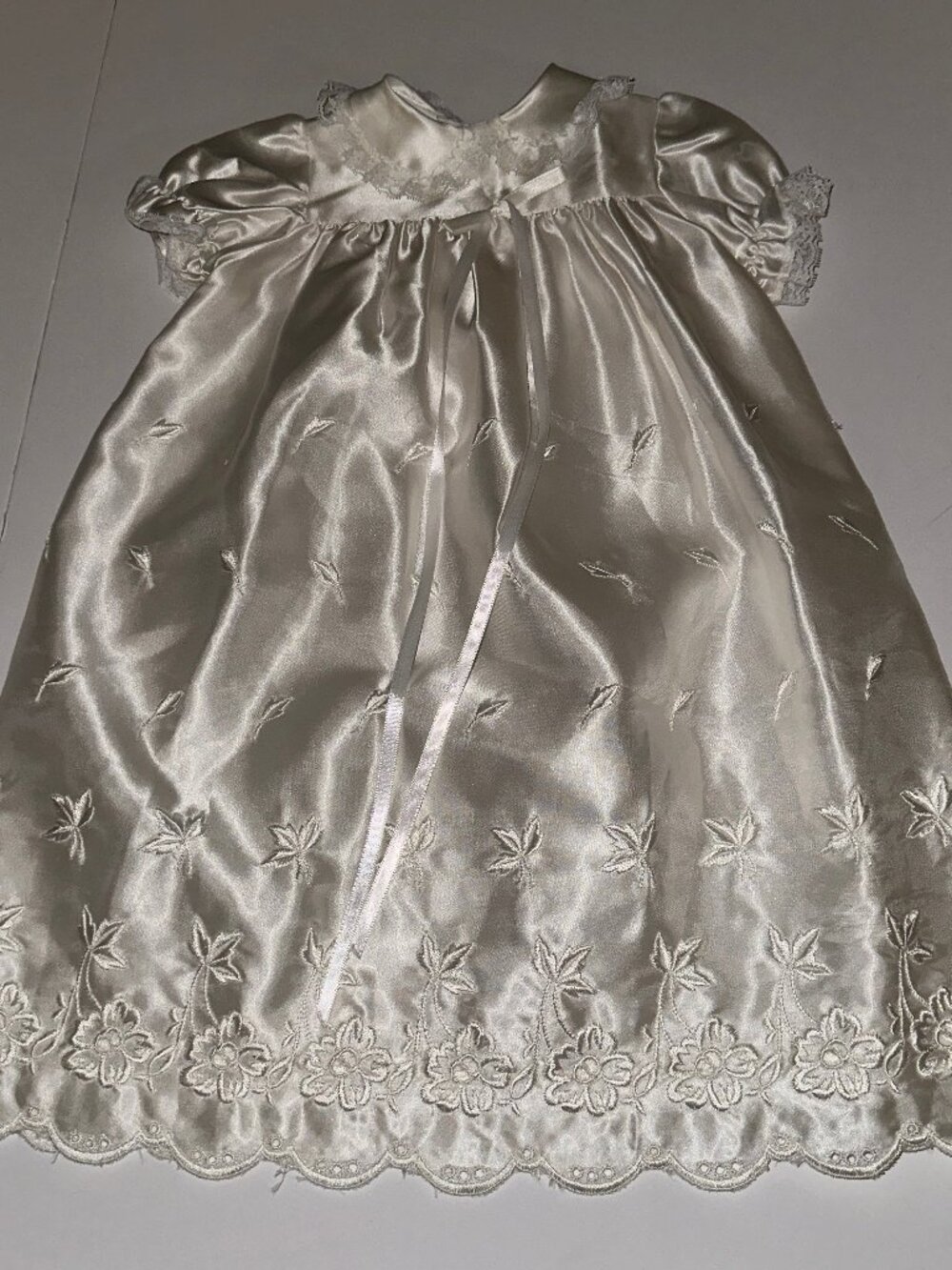 SWEET vintage CHRISTENING GOWN 6-9 months WHITE SATIN